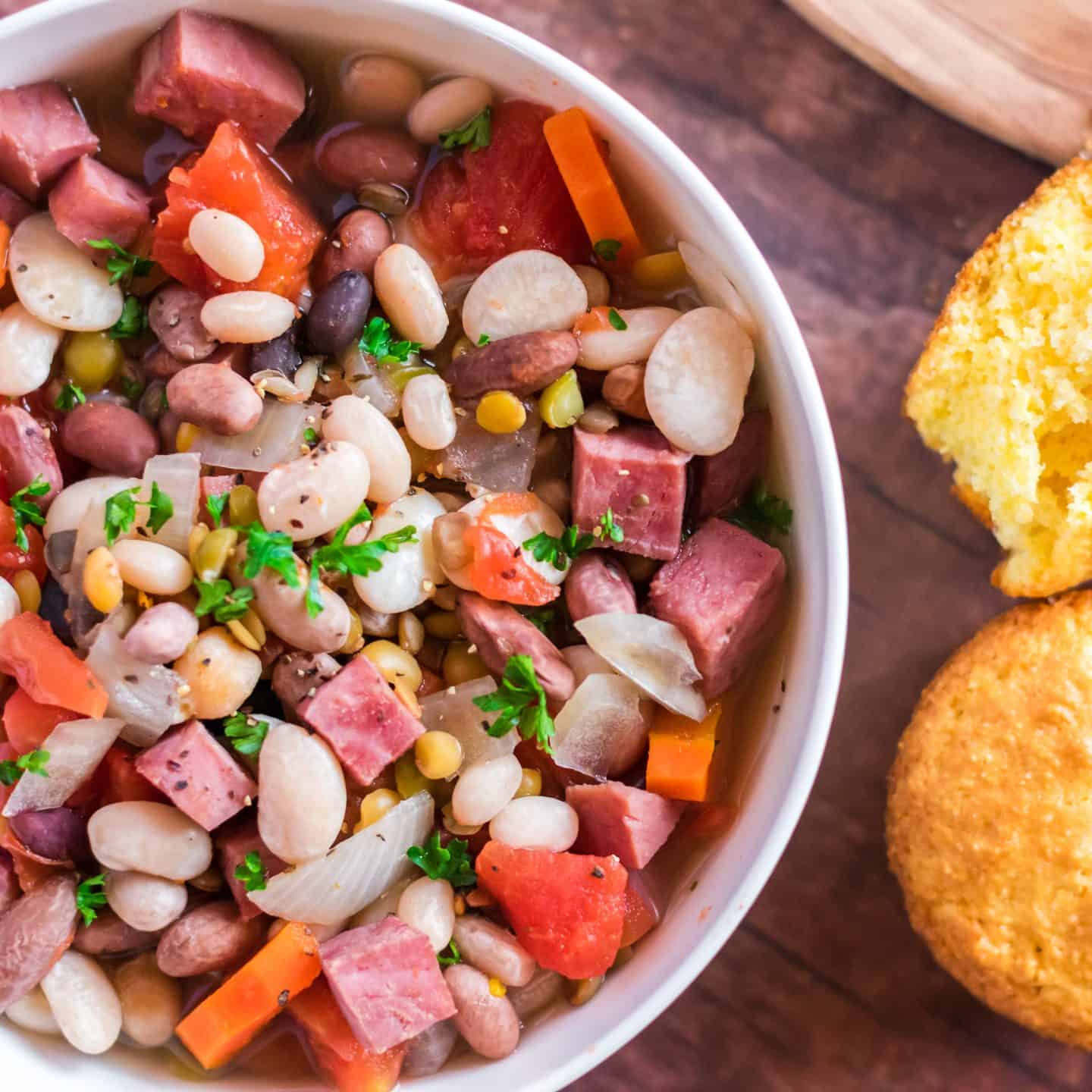 slow cooker ham and bean soup