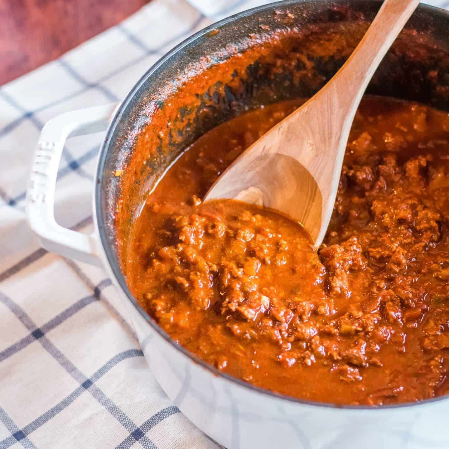 pot of bison chili