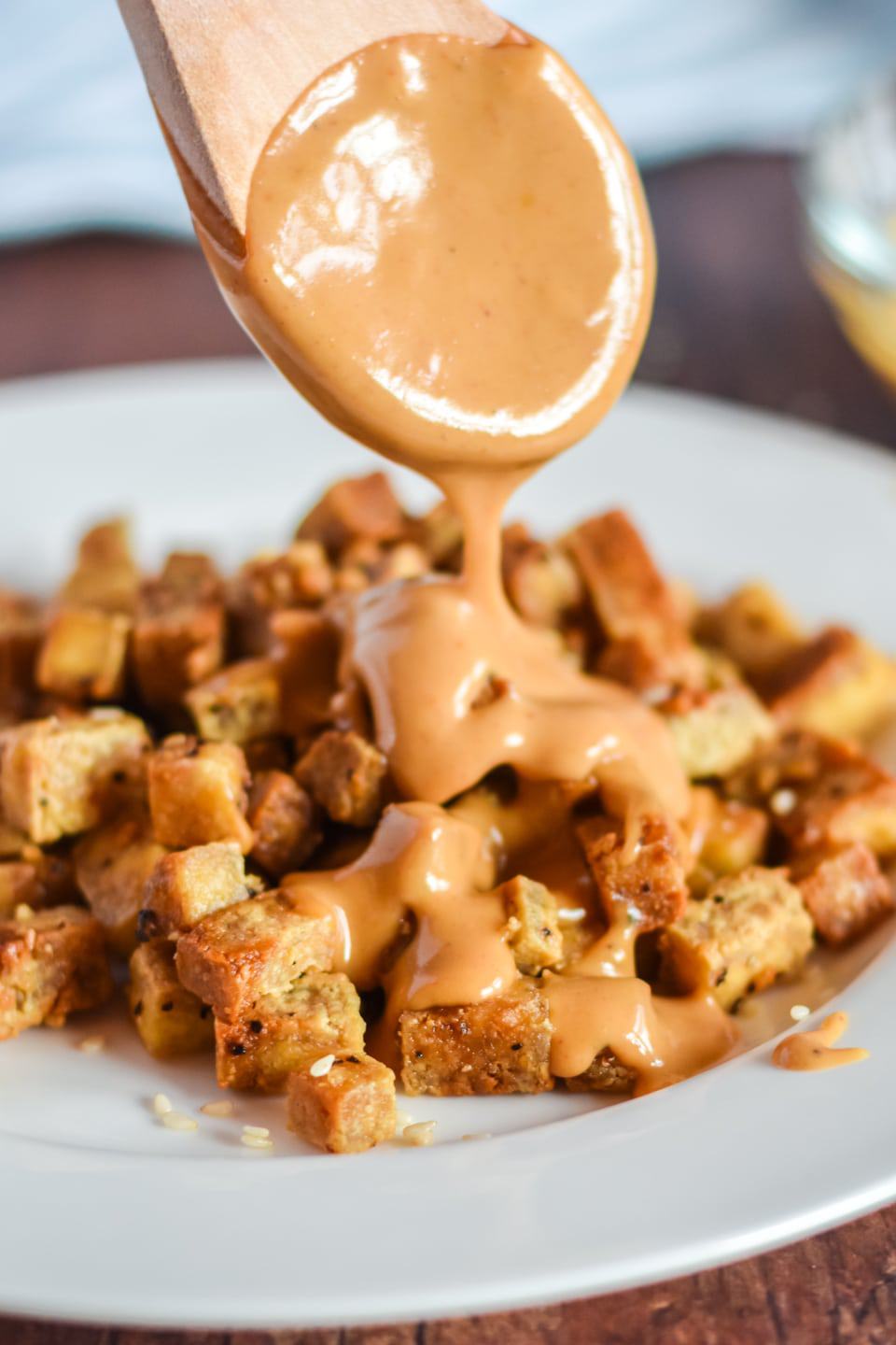 crispy baked tofu peanut sauce