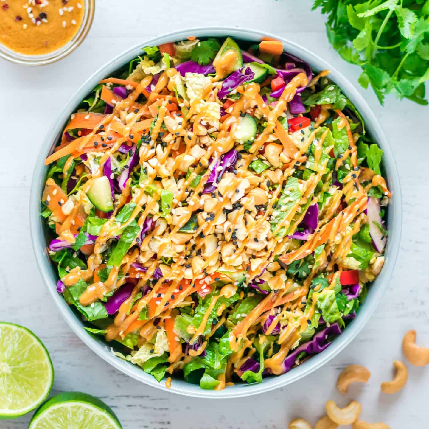 Chopped Thai Salad with Peanut Sauce | Ready in 3 Steps