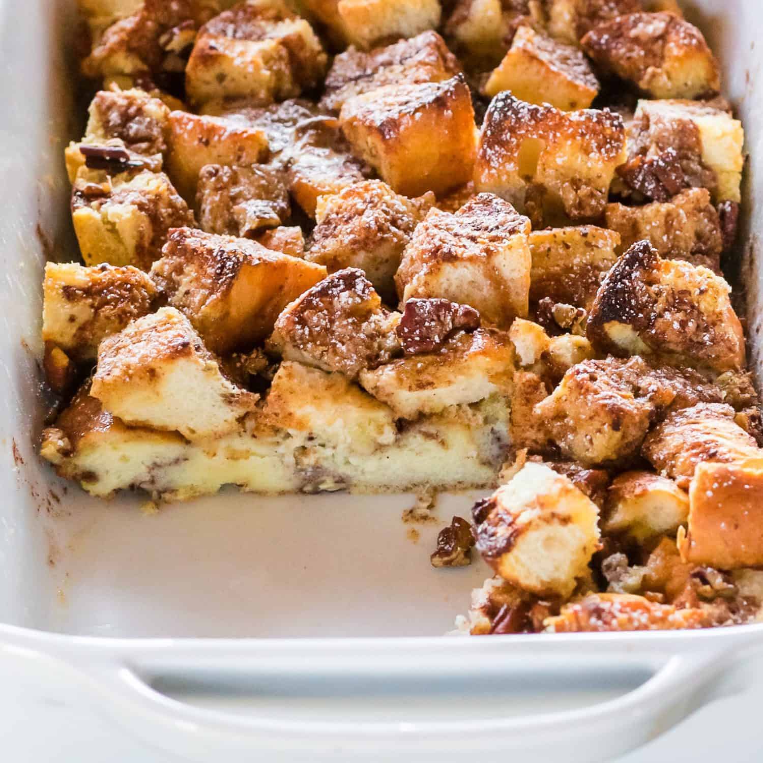 Simple Pecan French Toast Casserole With Brown Sugar Topping