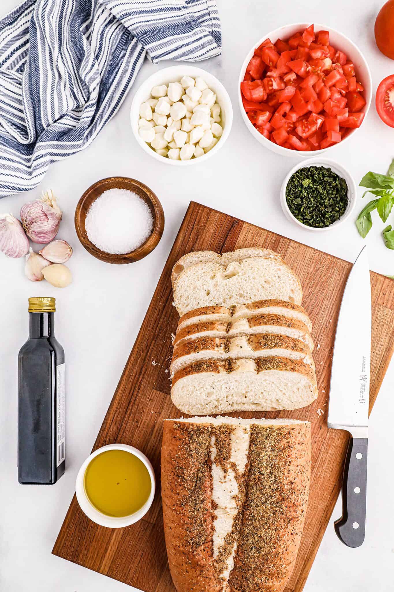 Tomato and Mozzarella Bruschetta ingredients