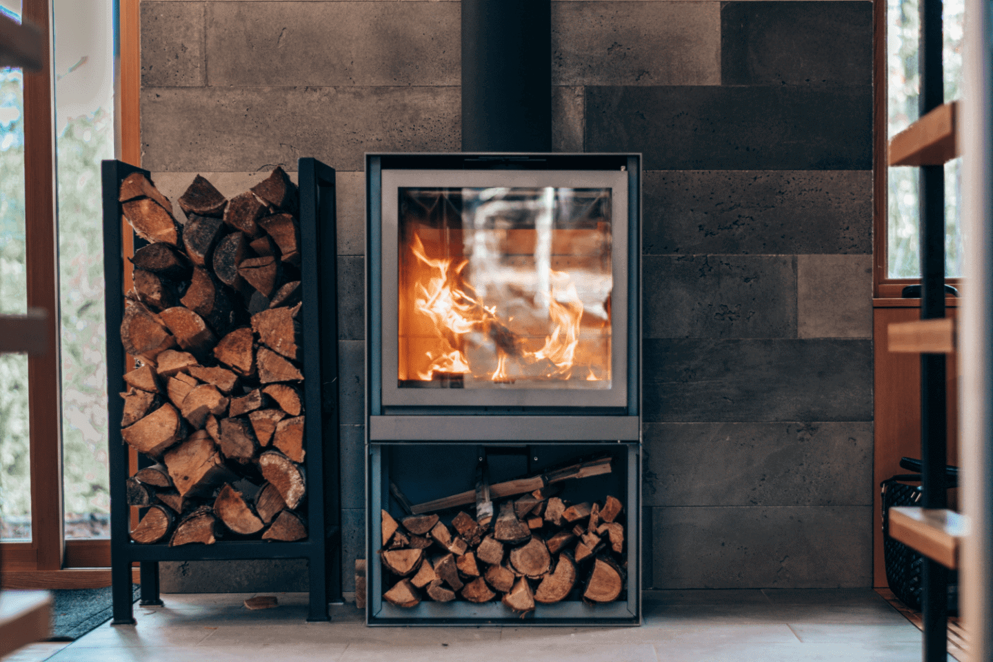 cabin fireplace