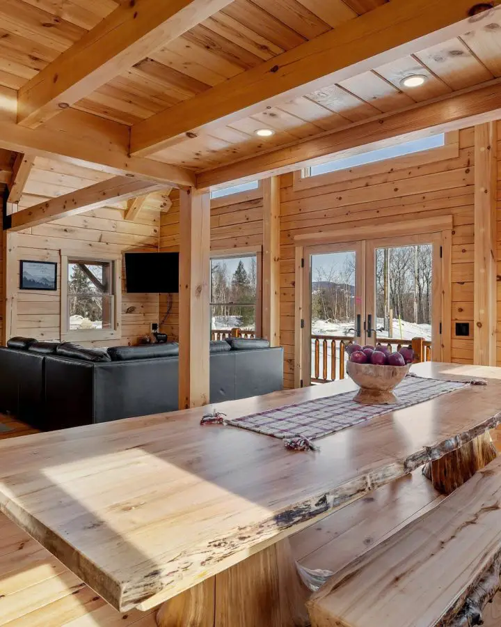 log cabin dining room